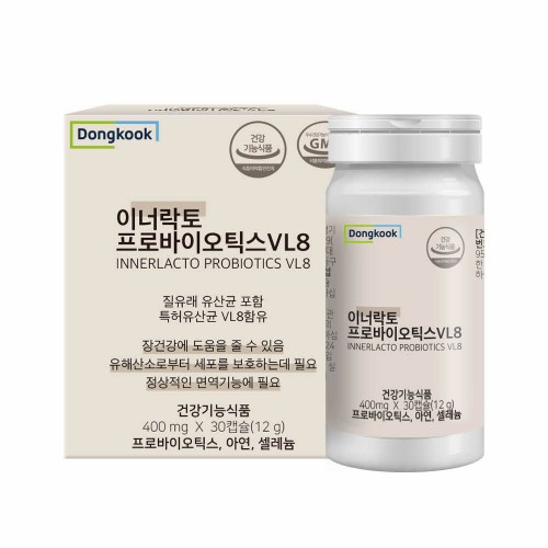 동국헬스케어 이너락토 질유래 유산균 프로바이오틱스 VL8 (400mg*30캡슐)