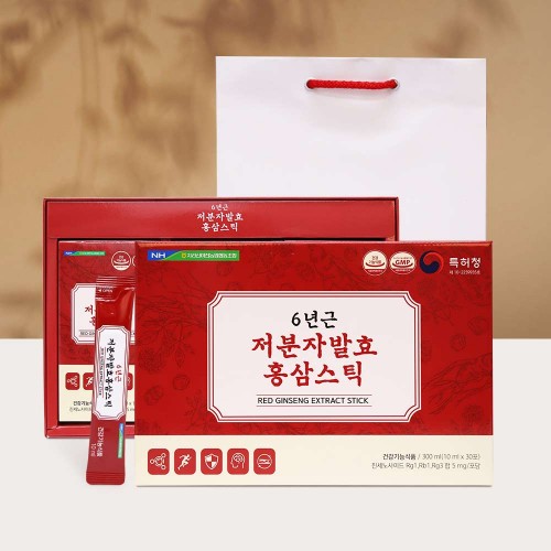 지리산마천 6년근 저분자 발효 홍삼스틱 30포(특허공법/고함량 5mg/쇼핑백)