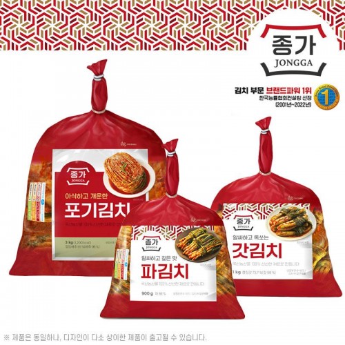 NEW종가 김치특판세트B호(아삭개운포기3kg,파김치900g,갓김치1kg)(유통기한30일이내)
