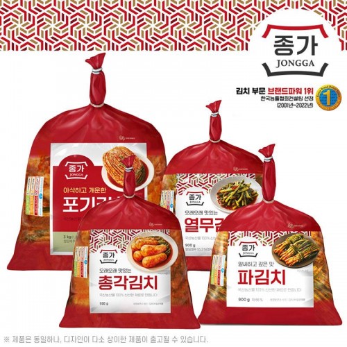 NEW종가 김치특판세트A호(아삭개운포기3kg,총각김치850g,열무김치900g,파김치900g)(유통기한30일이내)