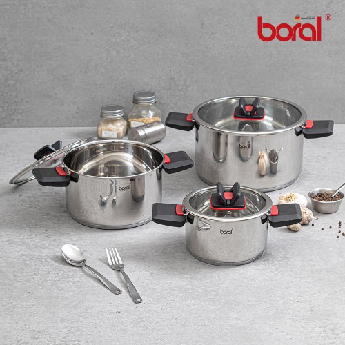 보랄 접이식 스텐 냄비세트 6p BH-FH06P (냄비17cm+냄비21cm+냄비25cm+뚜껑3ea)