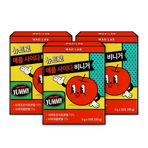 와드랩 유기농 애플 사이다 비니거 애사비 스틱 30포*3개