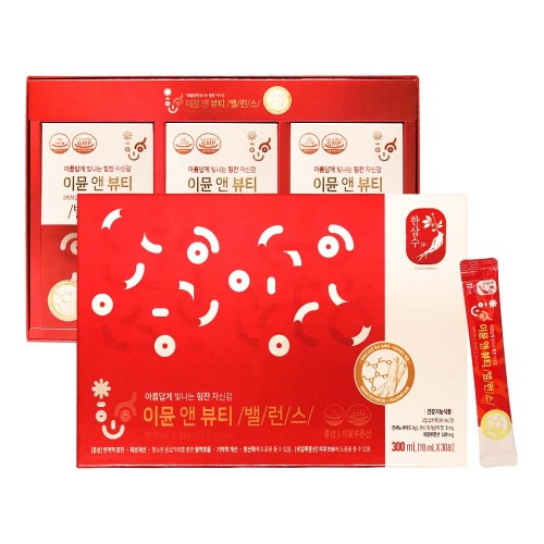 한삼수 이뮨 앤 뷰티밸런스 10ml 30포(홍삼/히알루론산/콜라겐/고함량/피부보습/쇼핑백)
