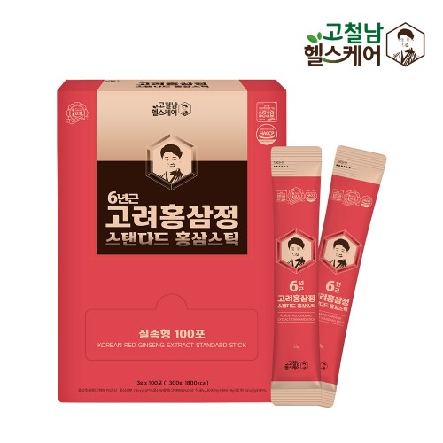 고철남헬스케어 6년근 고려 홍삼정 스탠다드 홍삼스틱 13g x 100포 실속형 선물세트(쇼핑백)