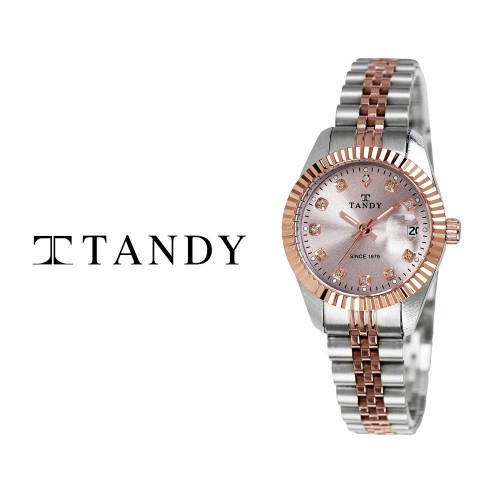[TANDY] 탠디 럭셔리 커플 메탈 손목시계(스와로브스키 식입) T-3909 여자 로즈골드콤비