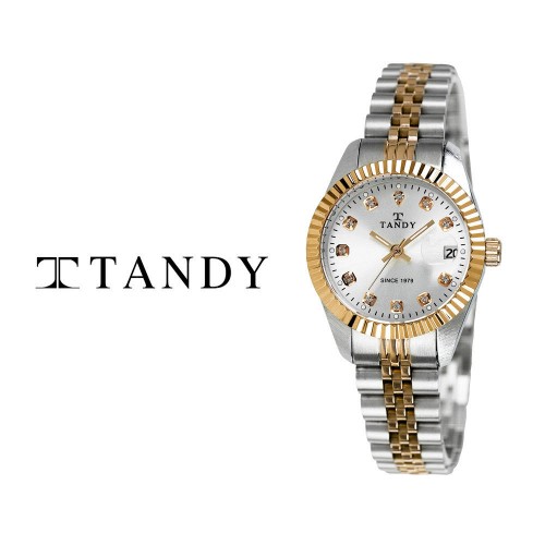 [TANDY] 탠디 럭셔리 커플 메탈 손목시계(스와로브스키 식입) T-3909 여자 골드콤비