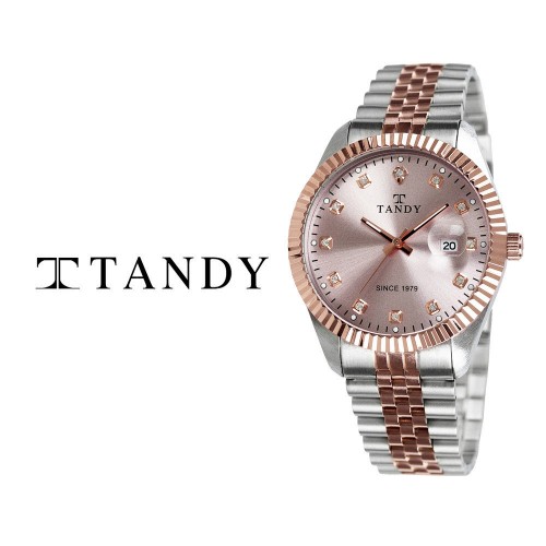 [TANDY] 탠디 럭셔리 커플 메탈 손목시계(스와로브스키 식입) T-3909 남자 로즈골드콤비