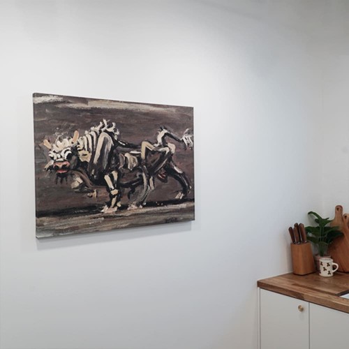 [뮤라섹] 이중섭 흰소 명화 대형액자 80x60cm 거실인테리어 포인트 대형 명화 액자 이사선물 개업선물 인테리어소품