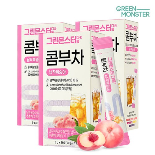 그린몬스터 디톡 콤부차 납작복숭아 5g x 10포