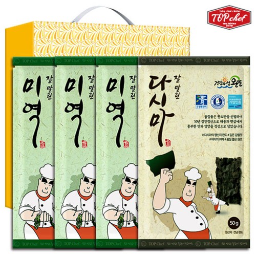 탑셰프 청정완도미역40g3P 다시마50g