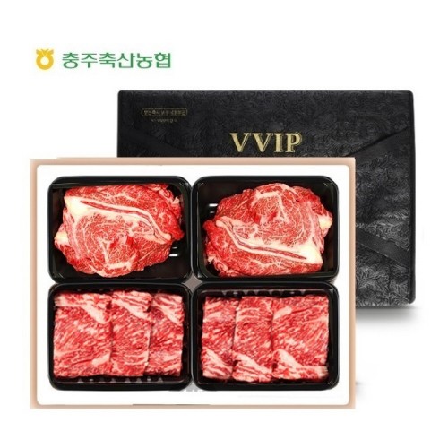 충북한우공동브랜드 청풍명월한우 무항생제 1+등급이상 특수부위 스페셜 6호 선물세트(등심400x2,채끝400x2 총1.6kg 총1.6kg)