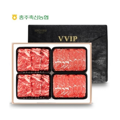 충북한우공동브랜드 청풍명월한우 무항생제 1+등급이상 특수부위 스페셜 5호 선물세트(채끝400x2,불고기400x2 총1.6kg 총1.6kg)
