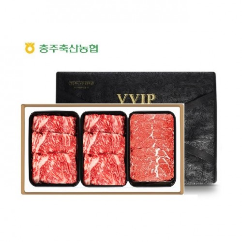 충북한우공동브랜드 청풍명월한우 무항생제 1+등급이상 특수부위 스페셜 4호 선물세트(채끝400x2,불고기400x1 총1.2kg)