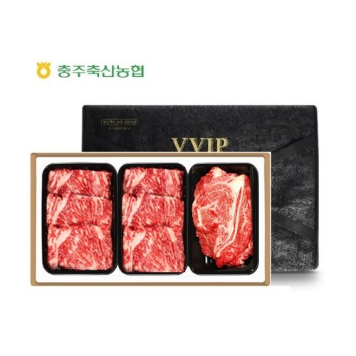 충북한우공동브랜드 청풍명월한우 무항생제 1+등급이상 특수부위 스페셜 3호 선물세트(등심400x1,채끝400x2 총1.2kg)