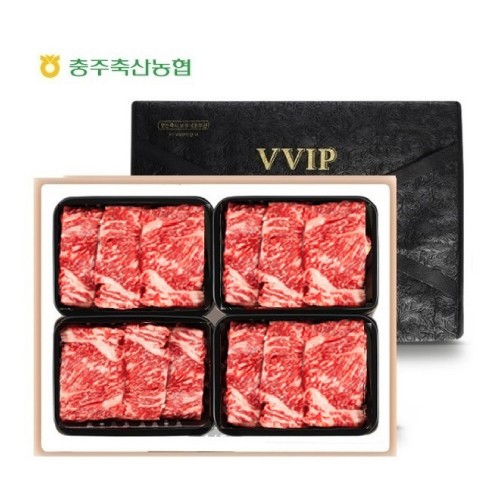 충북한우공동브랜드 청풍명월한우 무항생제 1+등급이상 채끝살 2호 선물세트(채끝400 x 4 총1.6kg)