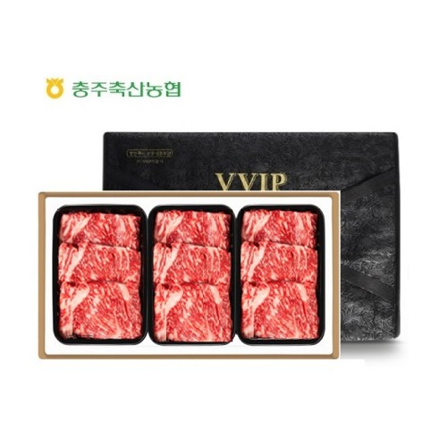 충북한우공동브랜드 청풍명월한우 무항생제 1+등급이상 채끝살 1호 선물세트(채끝400 x 3 총1.2kg)