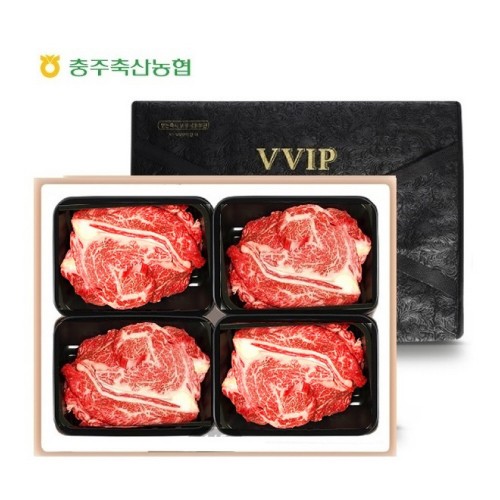 충북한우공동브랜드 청풍명월한우 무항생제 1+등급이상 등심 2호 선물세트(등심400 x 4 총1.6kg)