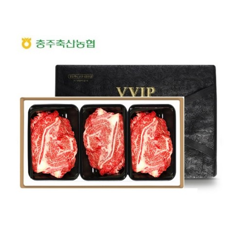 충북한우공동브랜드 청풍명월한우 무항생제 1+등급이상 등심 1호 선물세트(등심400 x 3 총1.2kg)