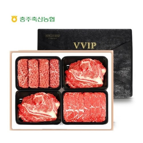 충북한우공동브랜드 청풍명월한우 무항생제 1+등급이상 등심스페셜 VIP2호(등심400 x 2,불고기400x1,국거리400x1 총1.6kg)