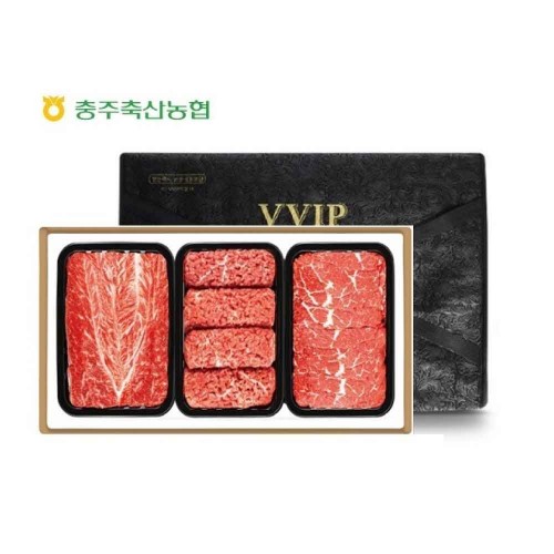 충북한우공동브랜드 청풍명월한우 무항생제 1+등급 선물세트 VIP1호(불고기400x1,국거리400x1,산적400gx1 총1.2kg)