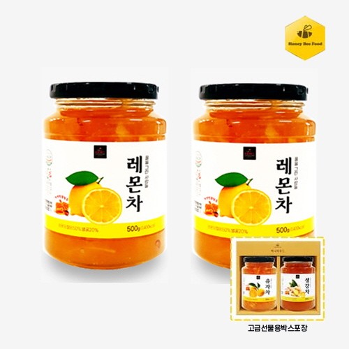 허니비푸드 꿀을 그린사람들 과일차 2종 F세트(레몬차500g+레몬차500g)