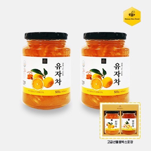 허니비푸드 꿀을 그린사람들 과일차 2종 A세트 (유자차500g*2)