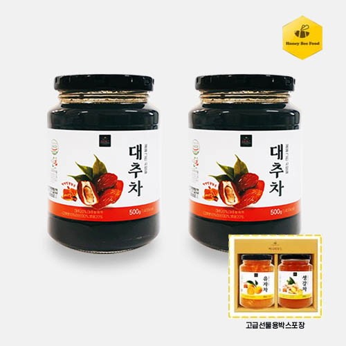 허니비푸드 꿀을 그린사람들 건강차 2종 F세트(대추차500g*2)