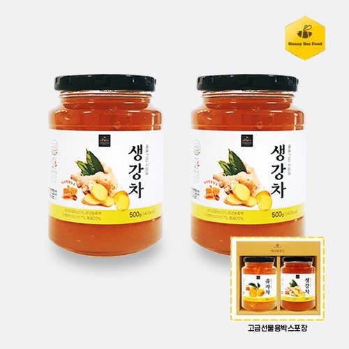 허니비푸드 꿀을 그린사람들 건강차 2종 D세트(생강차500g+생강차500g)