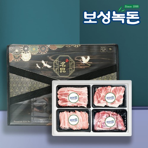 [보성녹돈] 프리미엄 구이갈비 선물세트 8호 1.6kg (삼겹400 목살400 항정400 돼지갈비400)