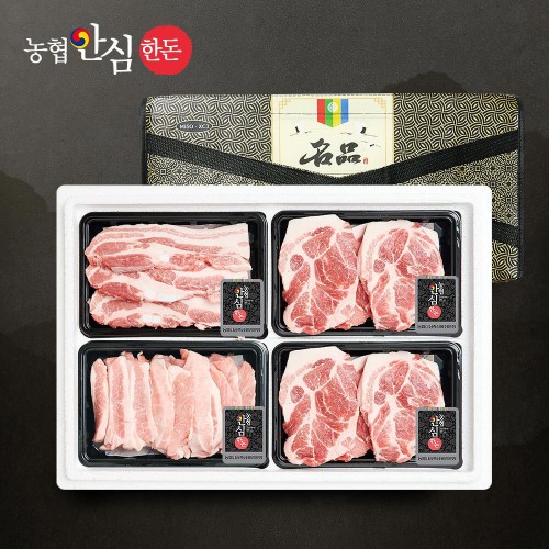 [농협안심한돈] 으뜸선물세트 3호 1.2kg (목살300 목살300 삼겹300 항정살300)