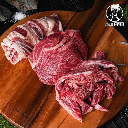 맛있는청년들 1++투뿔한우 갈비모둠 600g(갈비살+삼각살+차돌)
