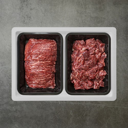 더 기다림 우리한우 1등급+ 이상 한우 프리미엄 정육세트 400g (불고기200g+국거리200g)