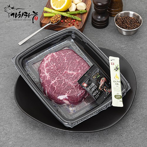 가치하누 한우암소1++스테이크400g (보섭살400g +스테이크시즈닝(1EA) +100% 올리브오일(1EA))