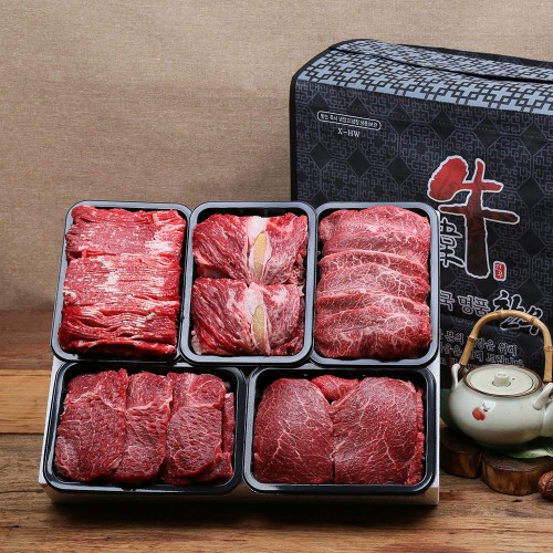 [안동한우정] 1등급 한우 구이 정육혼합 선물세트 6호(300g*5)1.5k