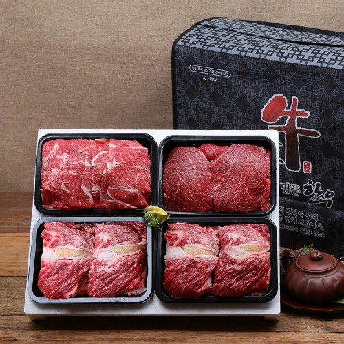 [안동한우정] 1등급 한우 구이 정육혼합 선물세트 2호(400g*4)1.6k