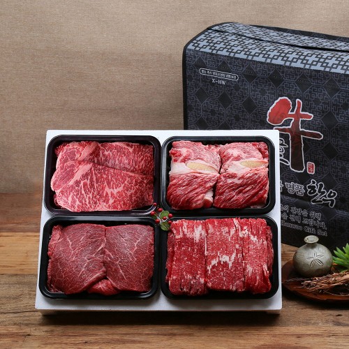 [안동한우정] 1등급 한우 구이 정육혼합 선물세트 1호(400g*4)1.6k