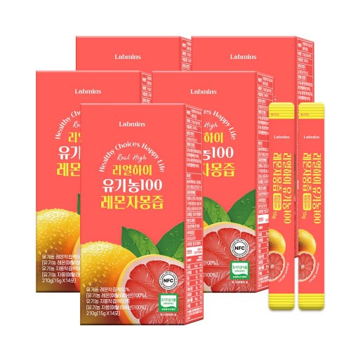 리얼하이 하루1레몬 HACCP인증 레몬자몽즙 레자몽 NFC 유기농 100% 레몬과 자몽의 만남 5박스 70포