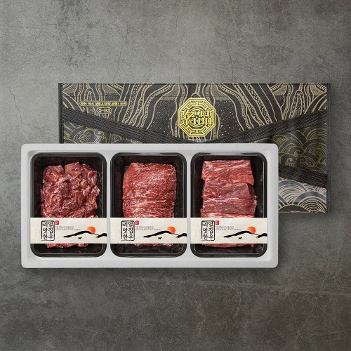 [더 기다림] 리얼 맛집 한우 1등급+ 이상 정육세트 900g [국거리+불고기+산적/각300g]