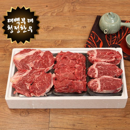 1등급 태백 한우 거세우 등심 안심 갈비살세트 2호 (등심 500g+안심 500g +갈비살 500g)