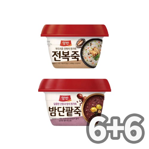 동원 양반 용기 전복죽 6개 + 밤단팥죽 6개