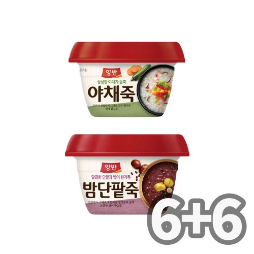 동원 양반 용기 야채죽 6개 + 밤단팥죽 6개