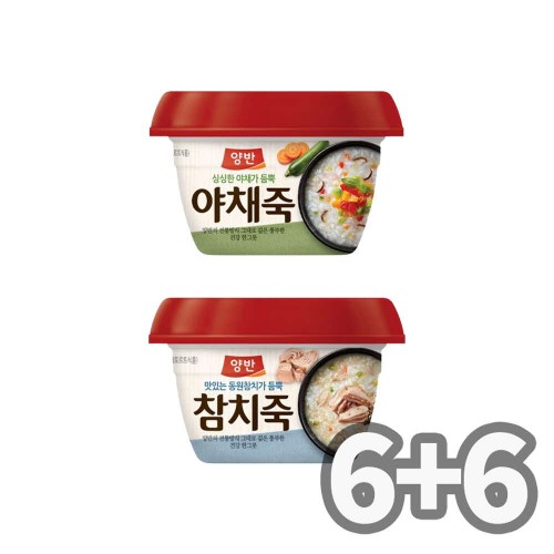 동원 양반 용기 야채죽 6개 + 참치죽 6개