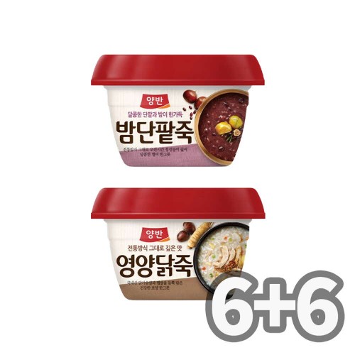 동원 양반 용기 밤단팥죽 6개 + 영양닭죽 6개