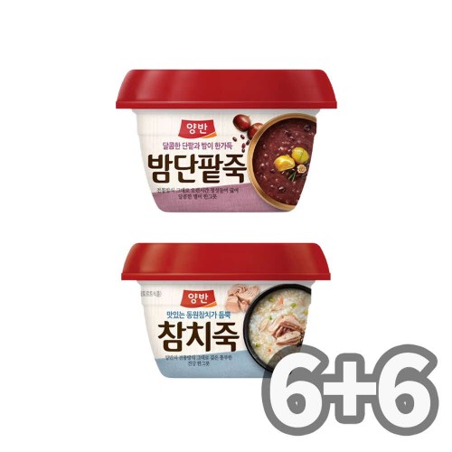 동원 양반 용기 밤단팥죽 6개 + 참치죽 6개