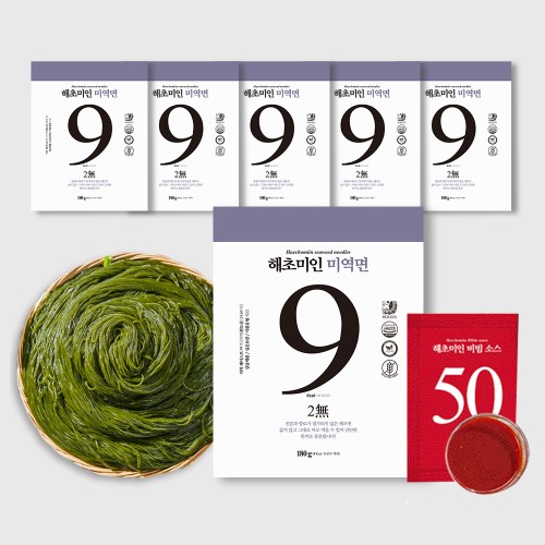 해초미인 상온 저칼로리 미역면 6봉 + 비빔소스 6봉 완도산 국수