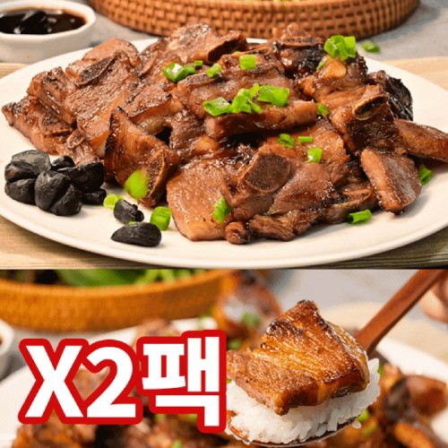식객만찬 100% 한돈 포천식 흑마늘 돼지갈비 600gx2팩