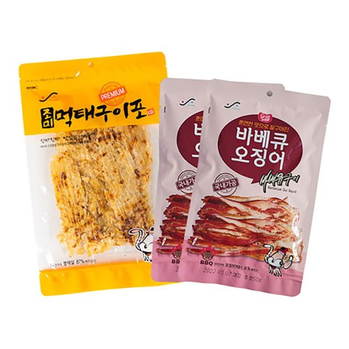 진주 조미먹태구이포 100g*1+바베큐오징어 50g*2