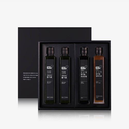 쿠엔즈버킷 저온압착 프리미엄 참.들.간장.식초 200ml 4종 세트