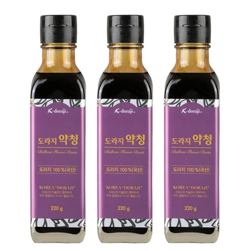 [황초원] 도라지 100% 도라지 약청 220g X 3병 (선물포장무료제공)