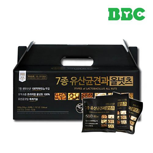 [비비씨] 7종 유산균 하루견과 한줌견과 올넛츠 선물용 30봉/손잡이박스